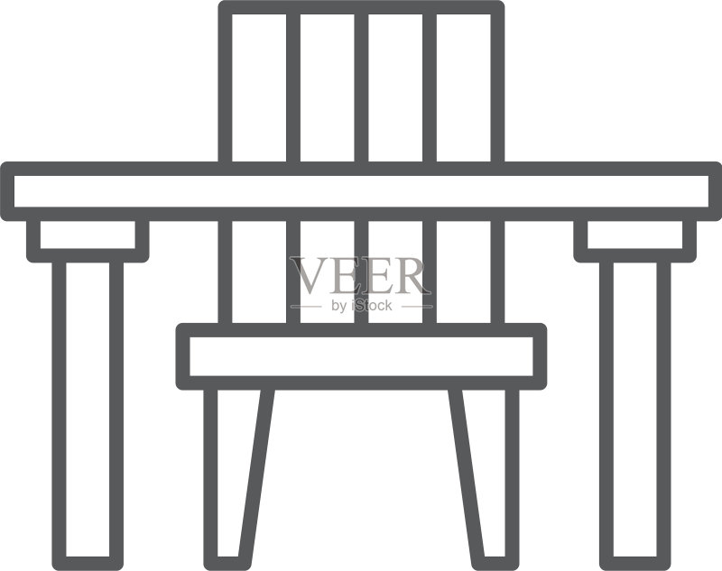 白色背景上的桌椅图标符号图标素材
