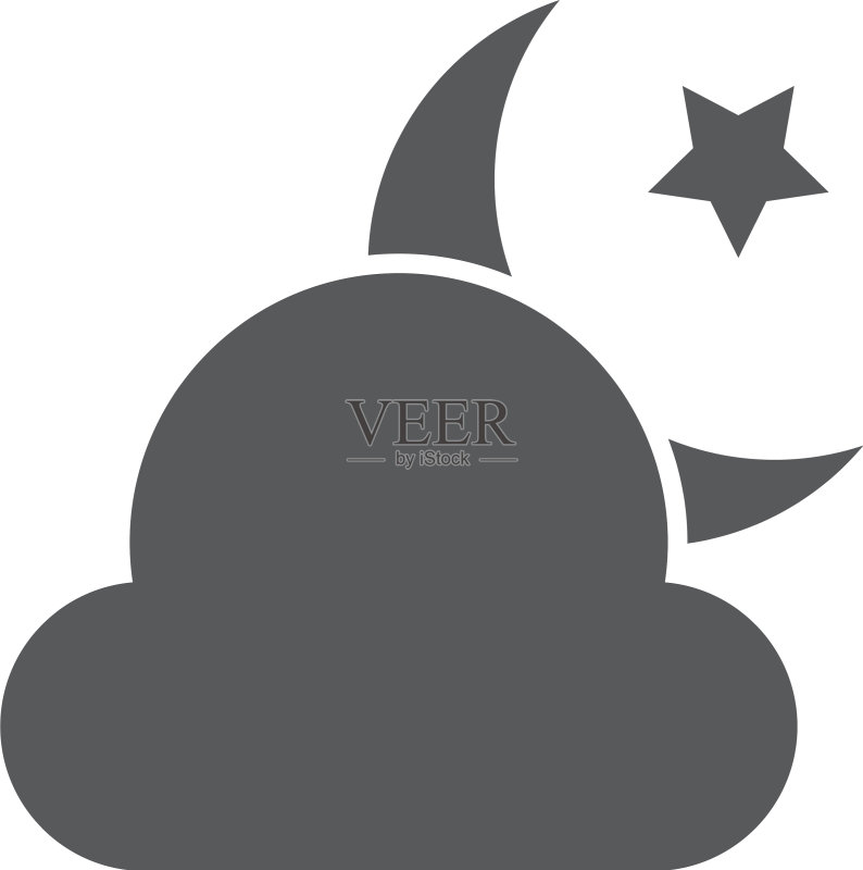 白色背景上的云月星图标图标素材