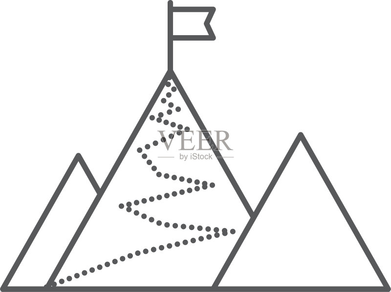 白色背景山顶旗帜图标图标素材
