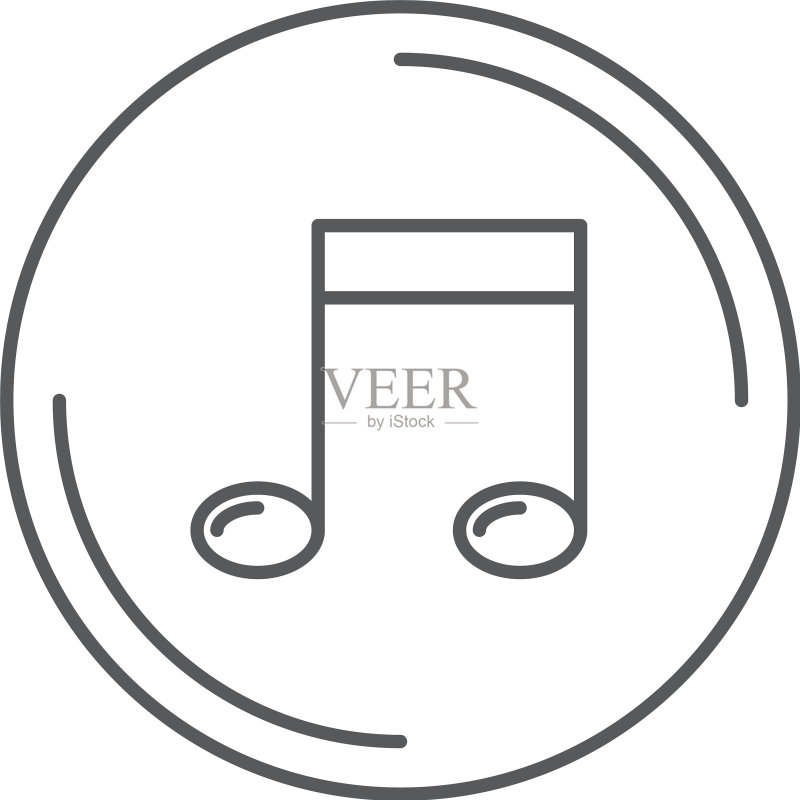 白色背景上的音符按钮图标符号图标素材