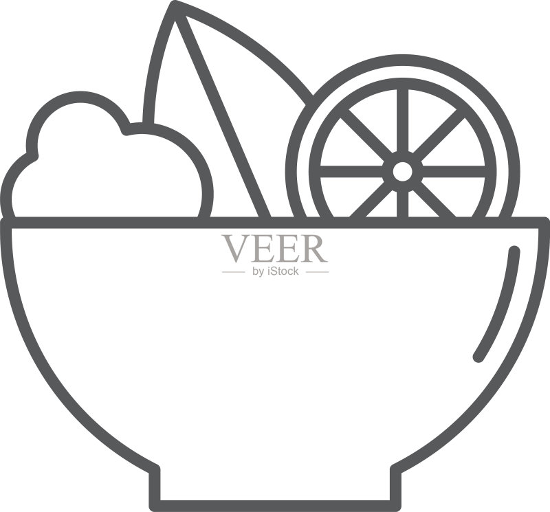 白色背景上的沙拉碗图标图标素材