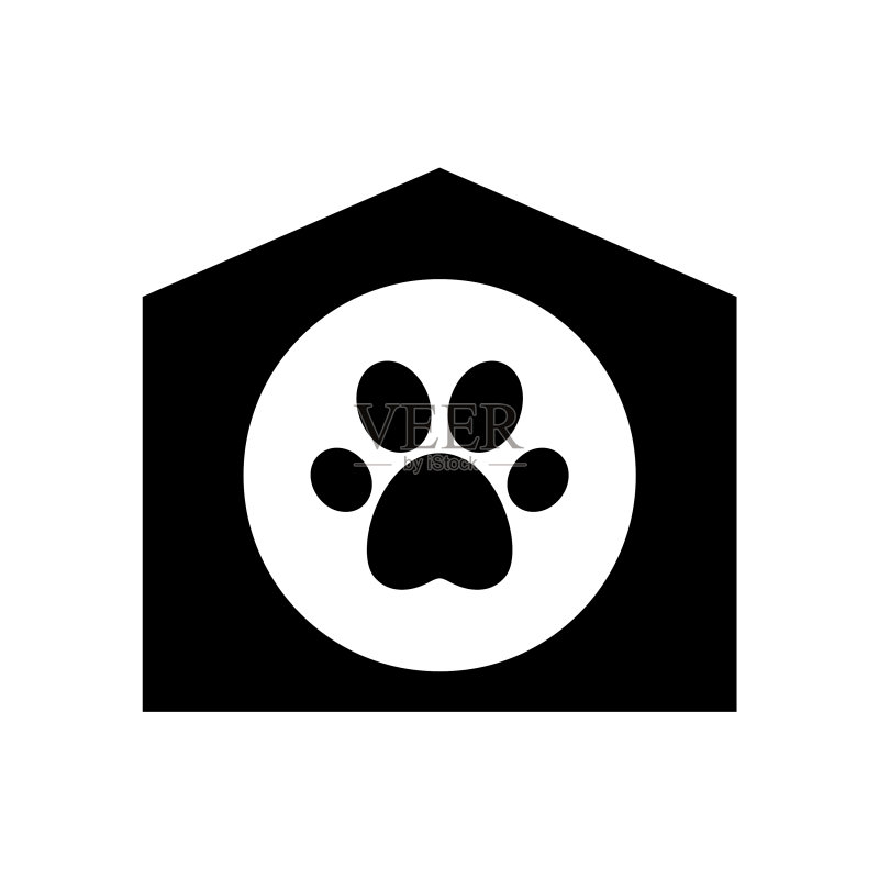 镂空剪影宠物小屋(圆形)图标素材