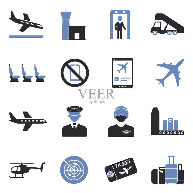 航空图标双色扁平设计矢量素材图标素材