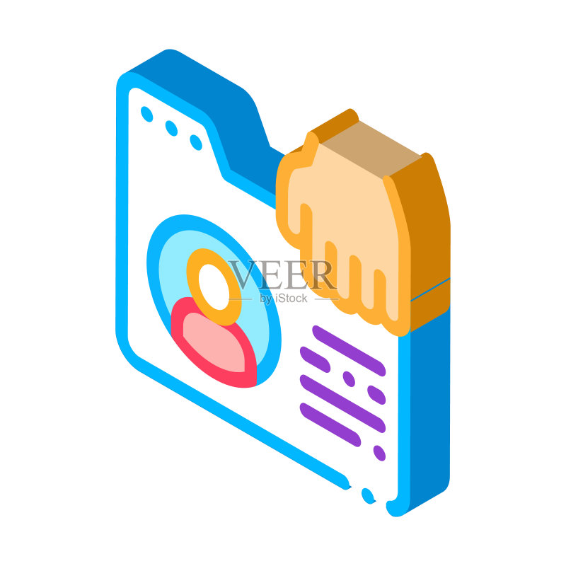 身份盗窃2.5D等距图标矢量图图标素材