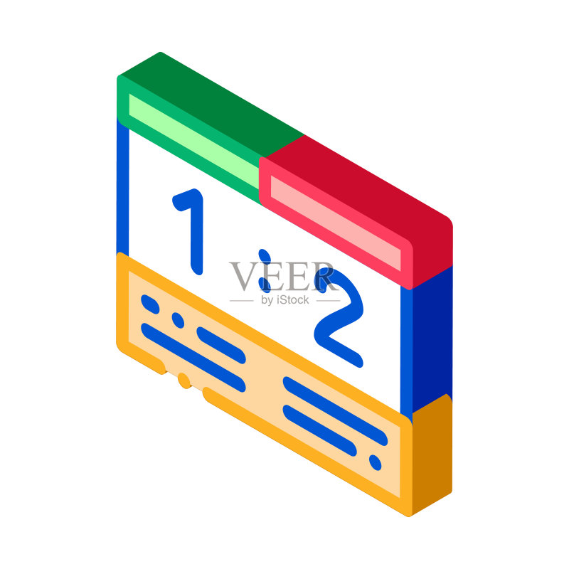 足球记分牌2.5D图标矢量插画图标素材
