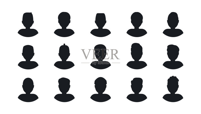 人物头像黑色图标:人物简介用户矢量图标图标素材