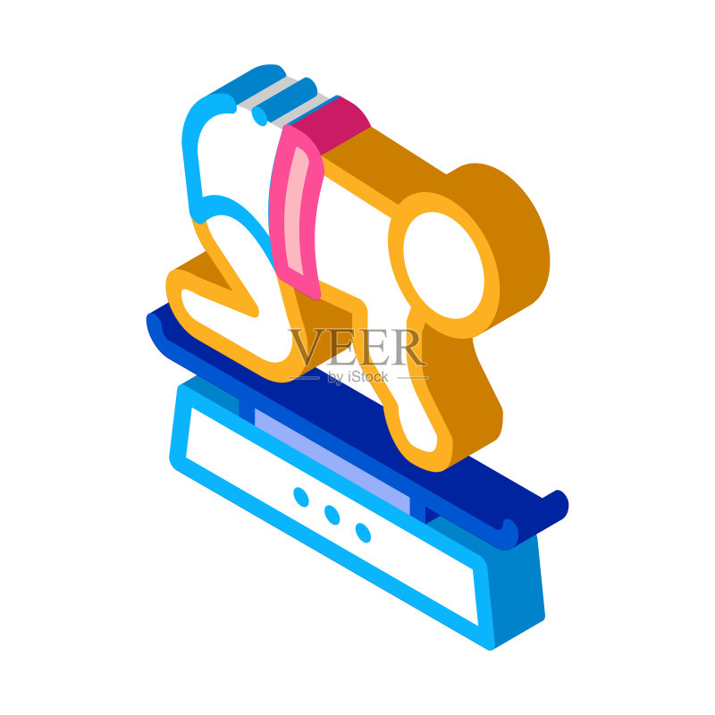 新生儿体重测量2.5D图标矢量图图标素材