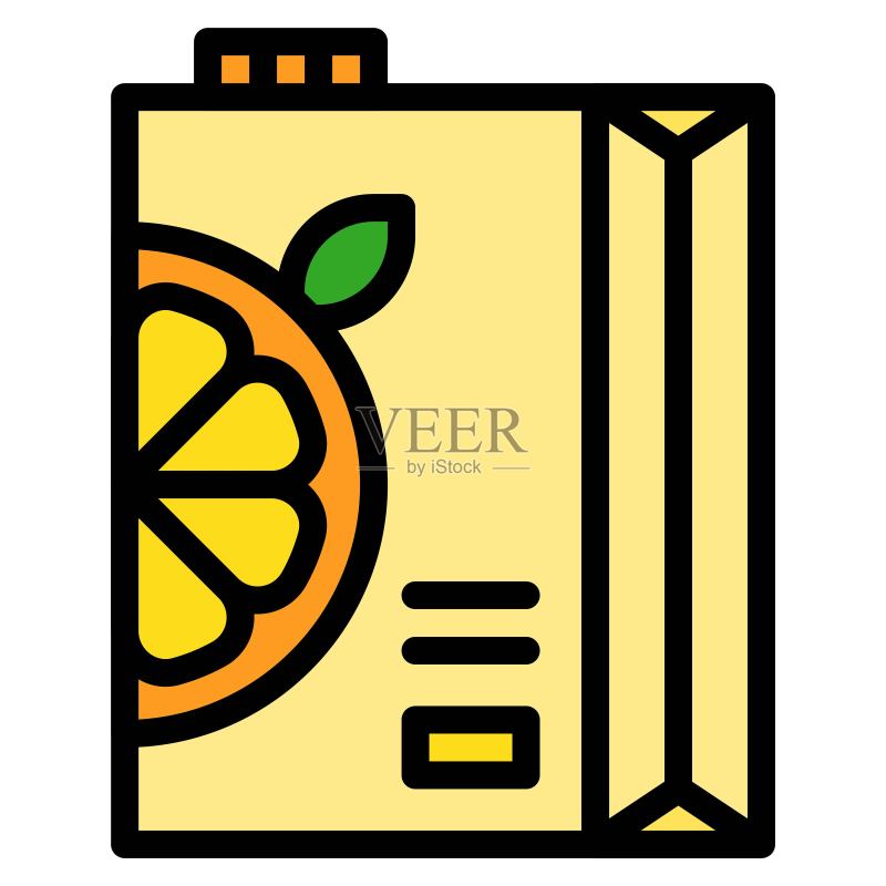 橙汁图标,饮料填充矢量图图标素材