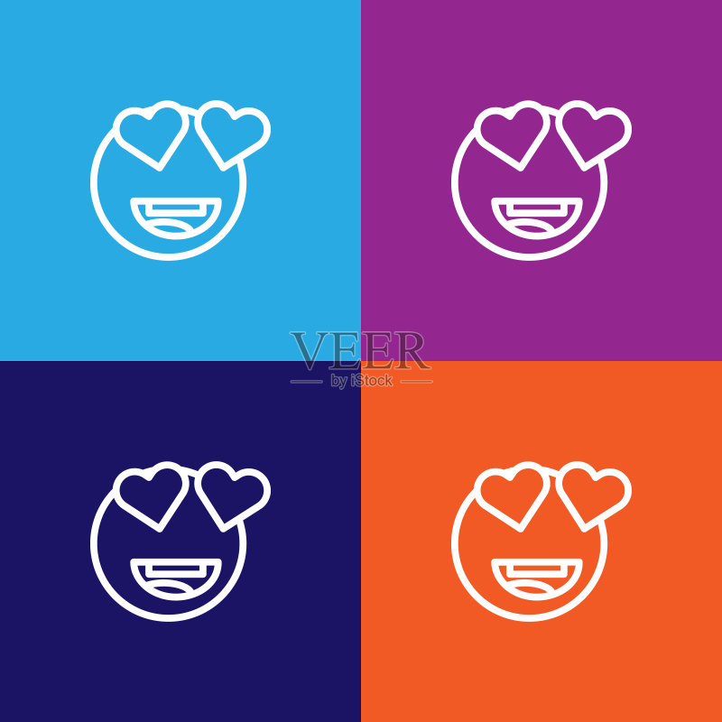 恋爱表情符号轮廓图标图标素材