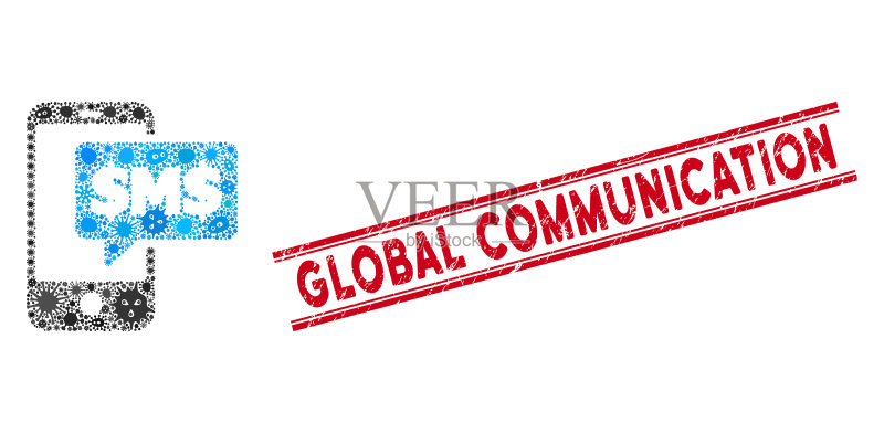 疫情拼贴手机短信图标与纹理图标素材