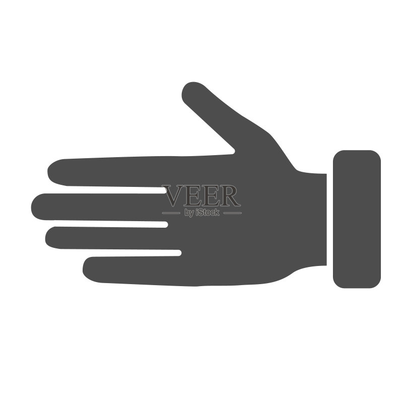 手势实体图标:欢迎手势,张开手掌的男性手部图标,适用于移动概念和网页设计矢量图形图标素材