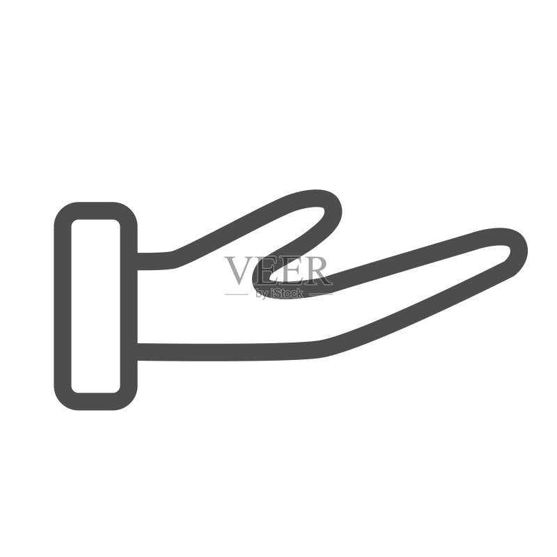 手掌向上张开的线条图标,支持手势矢量图。图标素材
