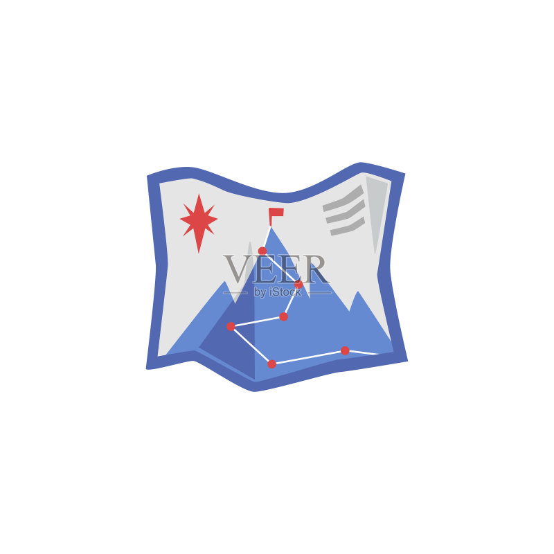 带登山路线和山峰的地图图标图标素材