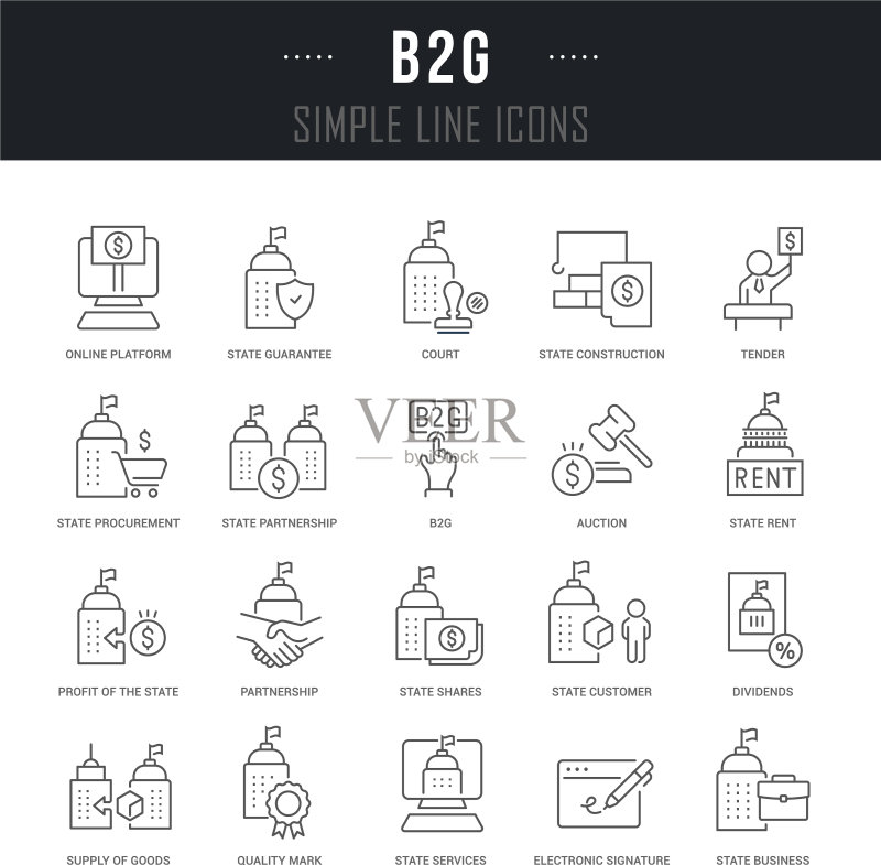 B2G线性图标集图标素材