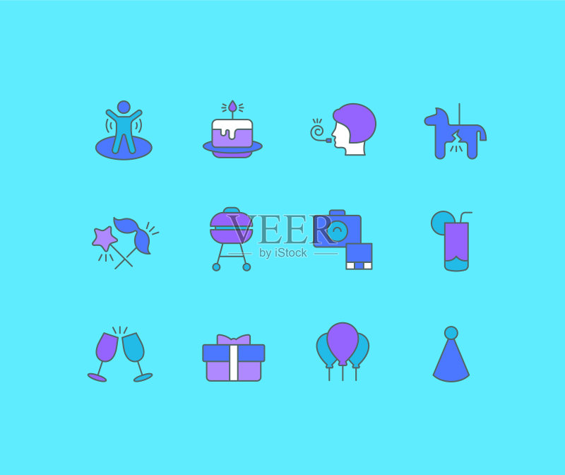 生日简约线性图标图标素材