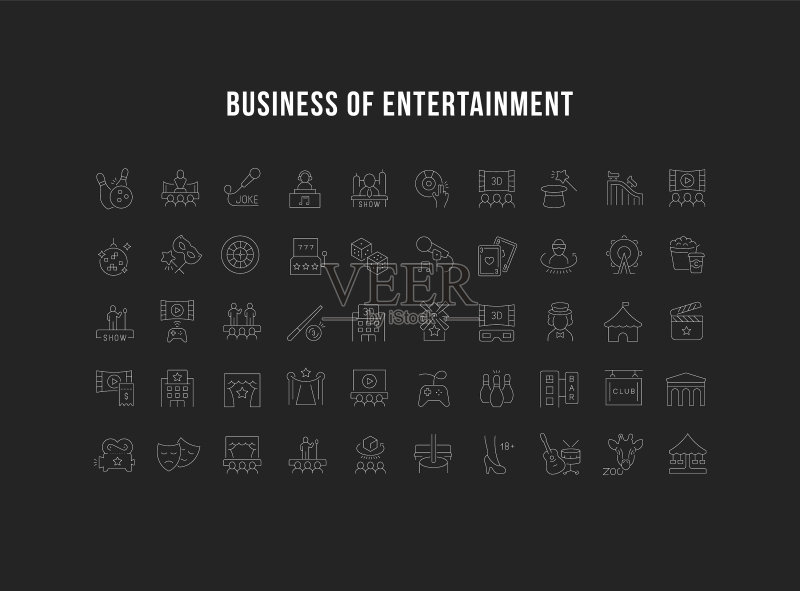 线条图标:娱乐行业图标素材