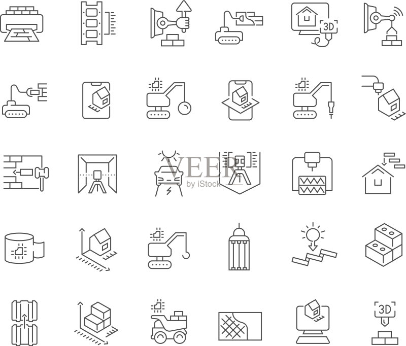建筑技术线条图标图标素材