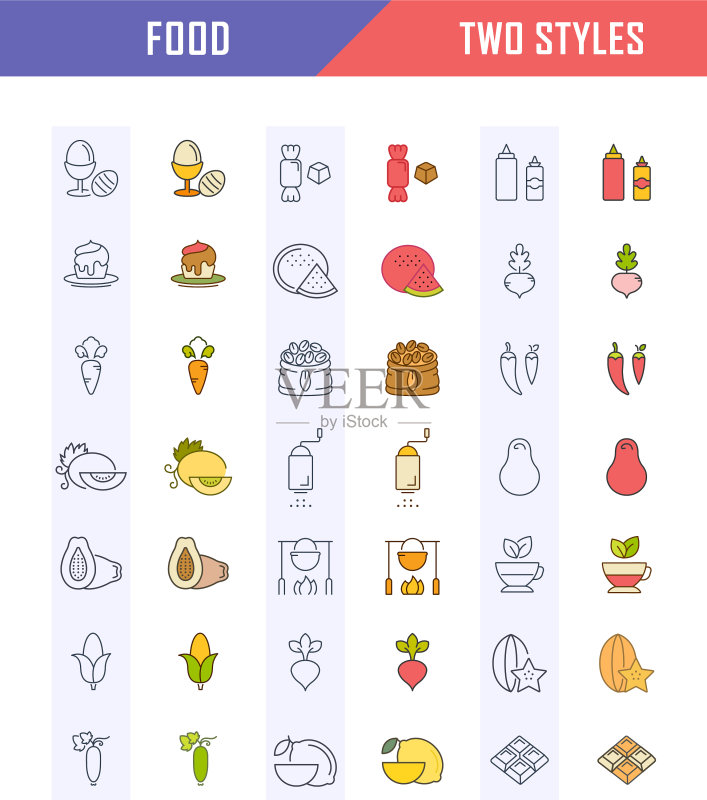 食物系列线性图标图标素材