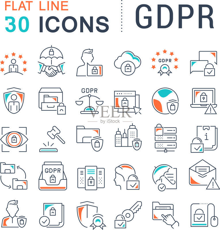 GDPR图标线条图标素材