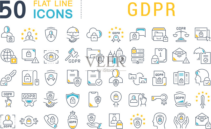 GDPR图标线条图标素材