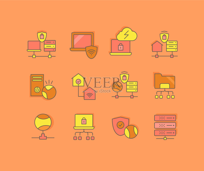 VPN相关简约线性图标合集图标素材