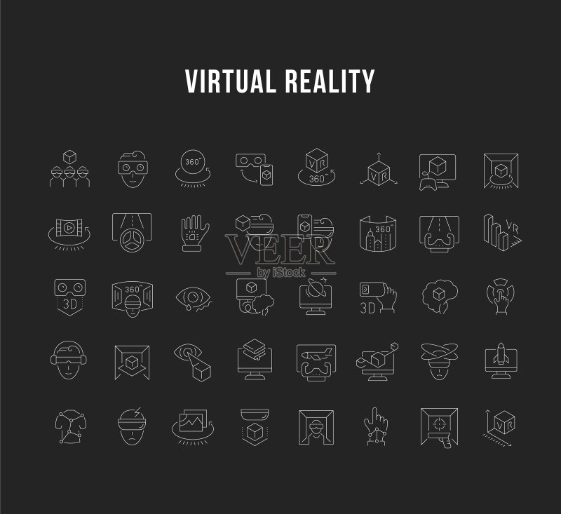 虚拟现实线性图标图标素材