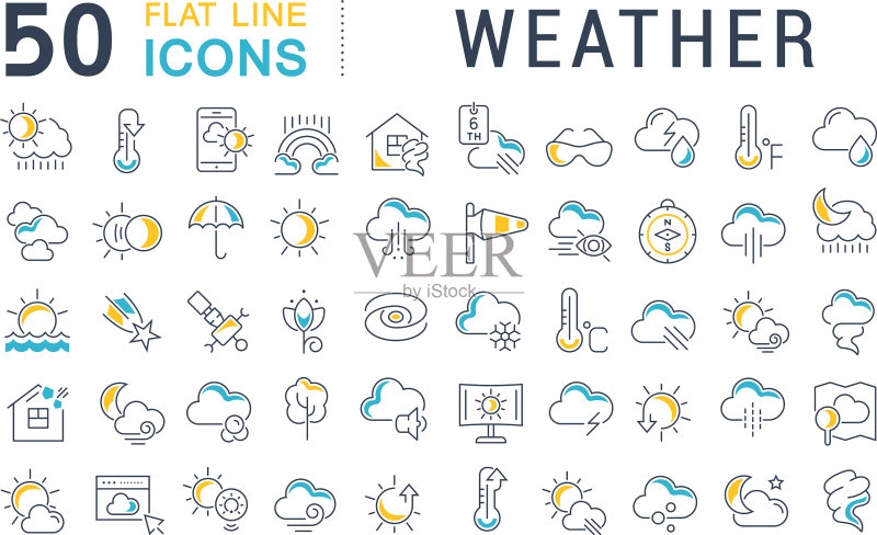 天气线性图标合集图标素材
