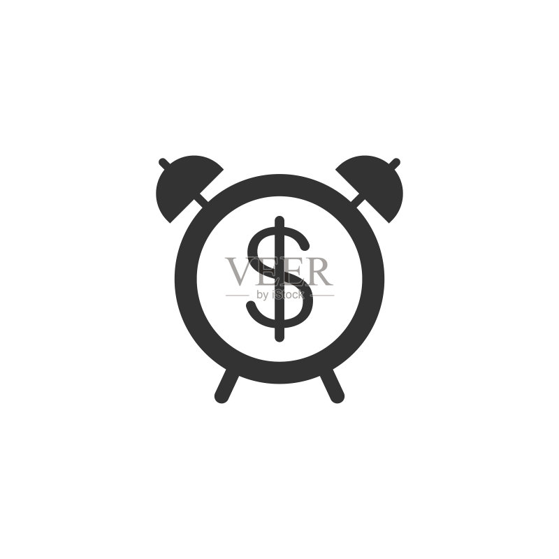 扁平风格的时间就是金钱时钟图标图标素材