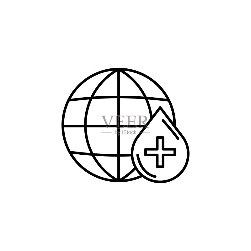 献血星球线条图标(可用于网页、标志、移动应用、UI、UX)图标素材