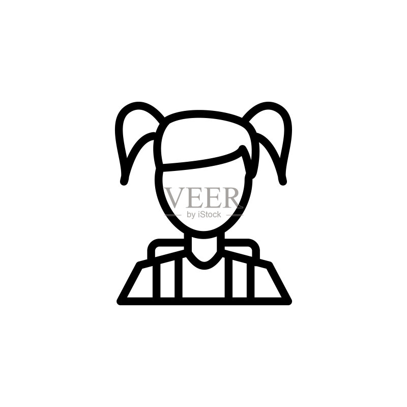 女学生图标,教育元素细线图标图标素材