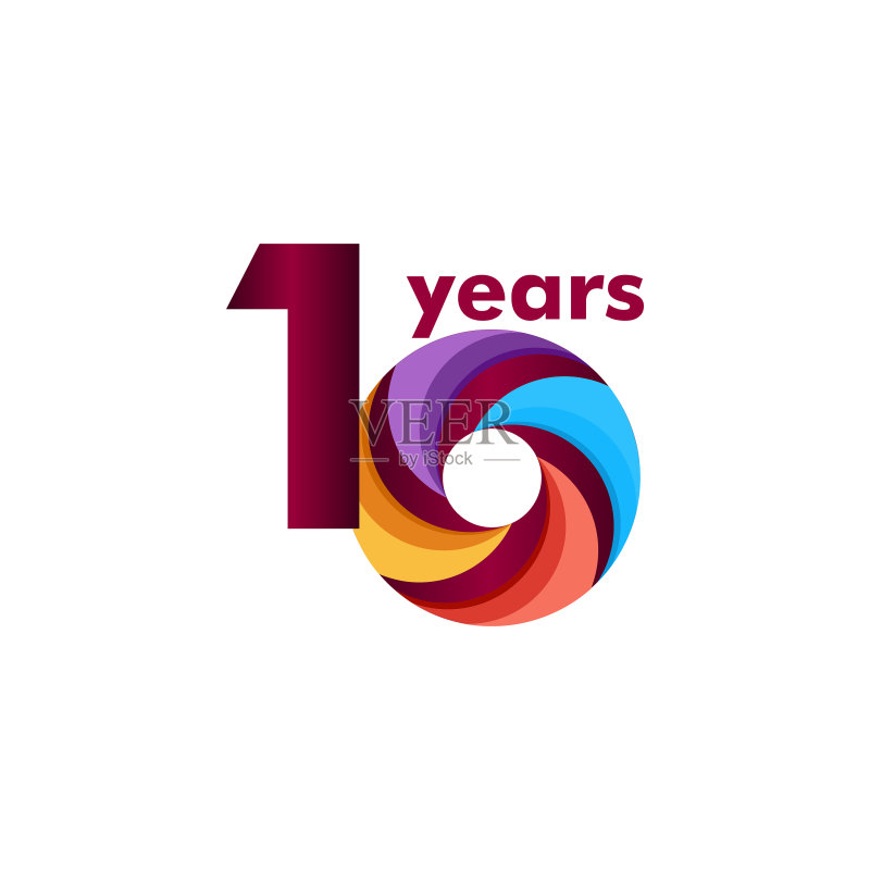 10周年彩色纪念模板设计图标素材