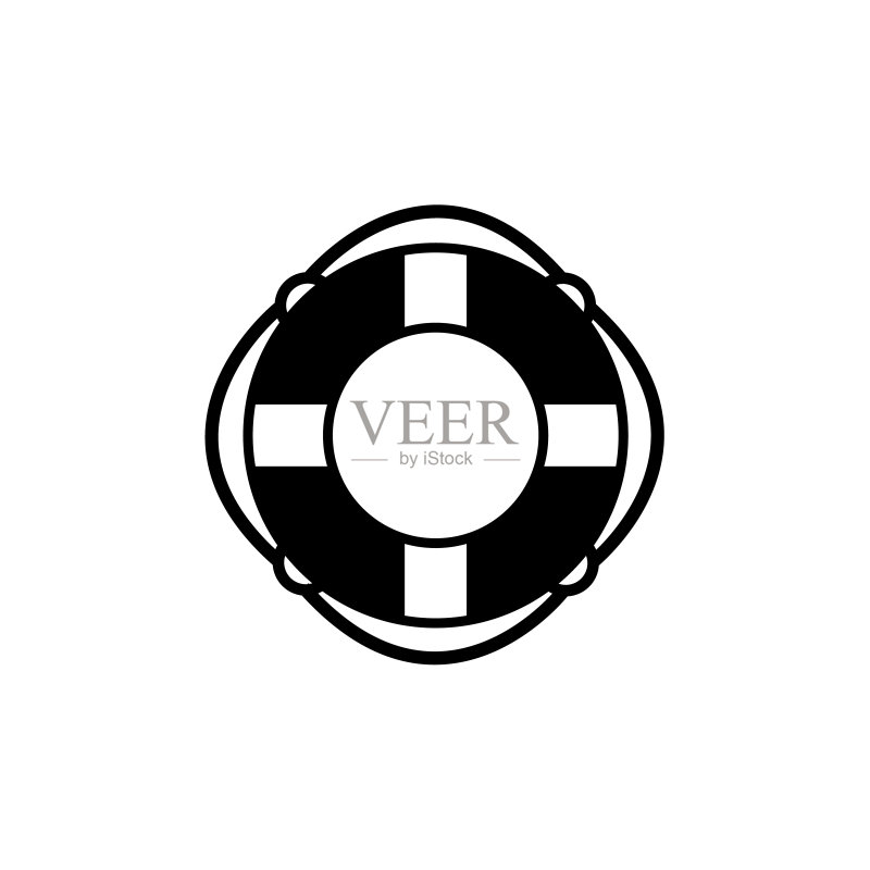 救生圈图标logo,白色背景上隔离图标素材