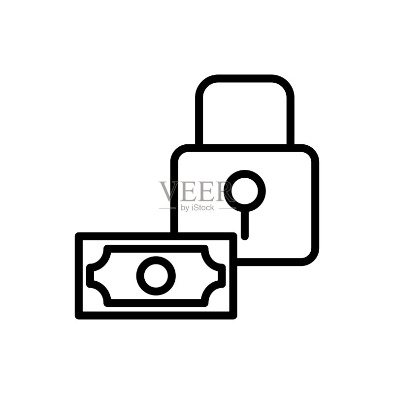 钱锁图标描边风格图标素材