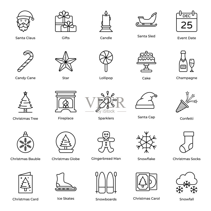 圣诞节线性图标包图标素材