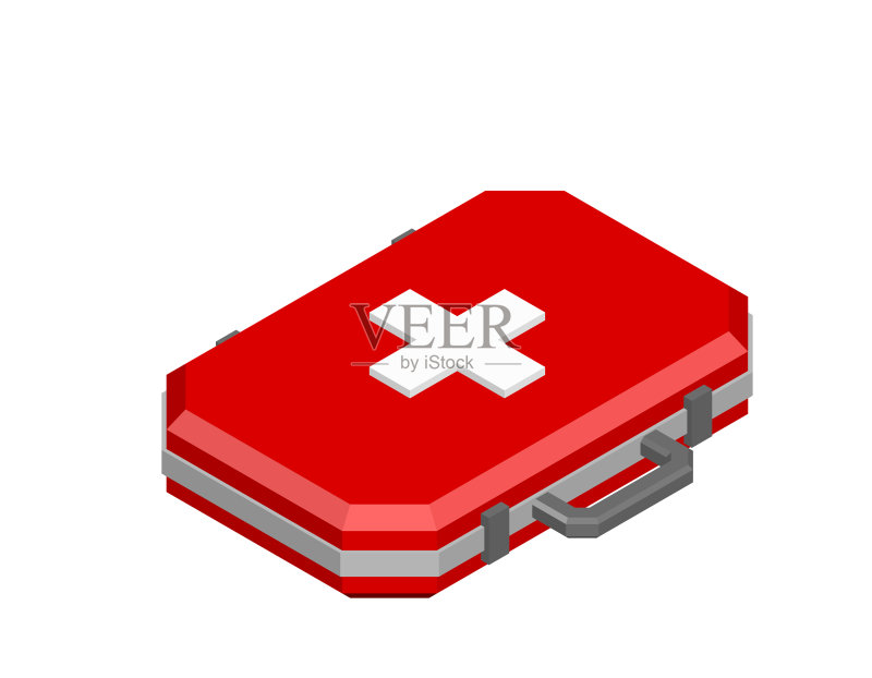 白色背景上的3D医疗包图标素材