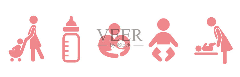 婴儿手推车矢量图标图标素材