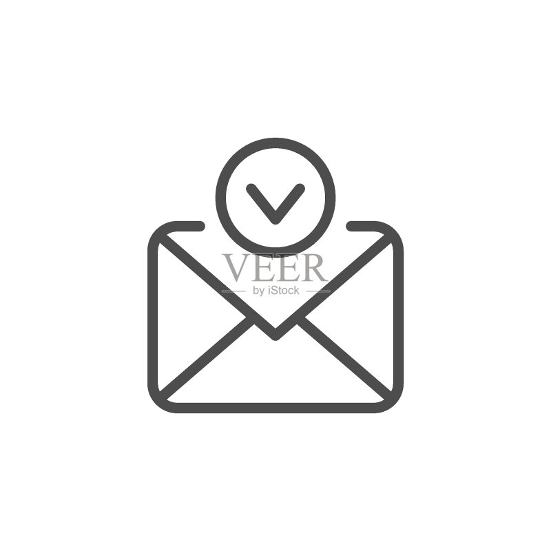 已批准的消息线性轮廓图标图标素材