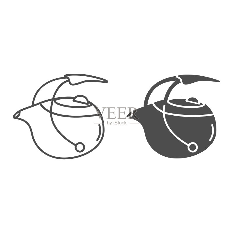 日式茶壶线条剪影图标图标素材