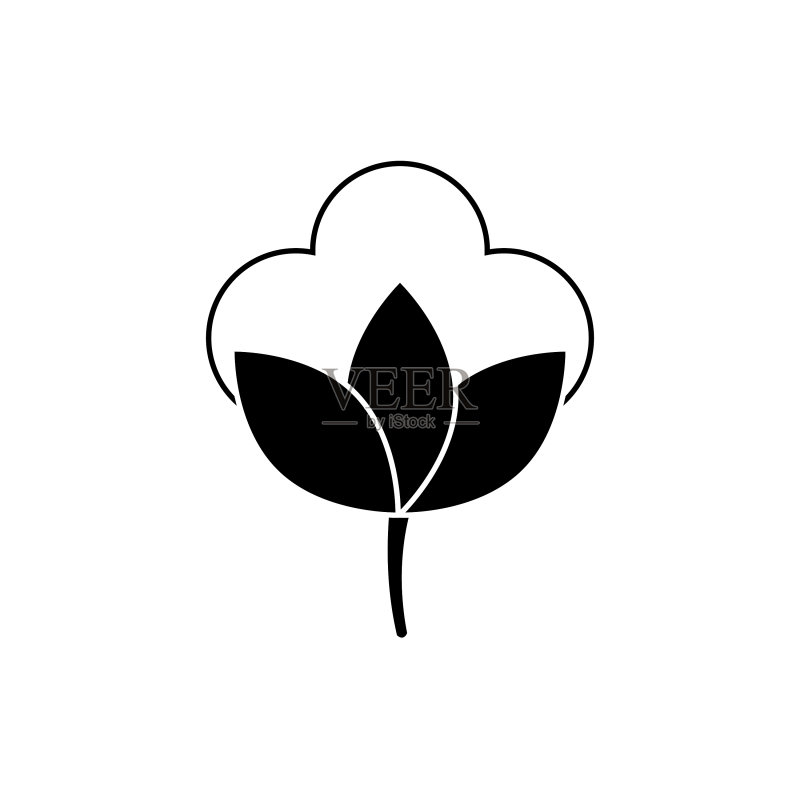 白色背景上孤立的棉花标志图标图标素材