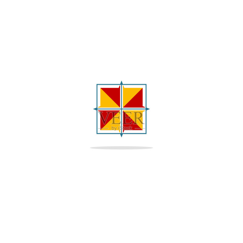 正方形抽象几何彩色Logo图标素材