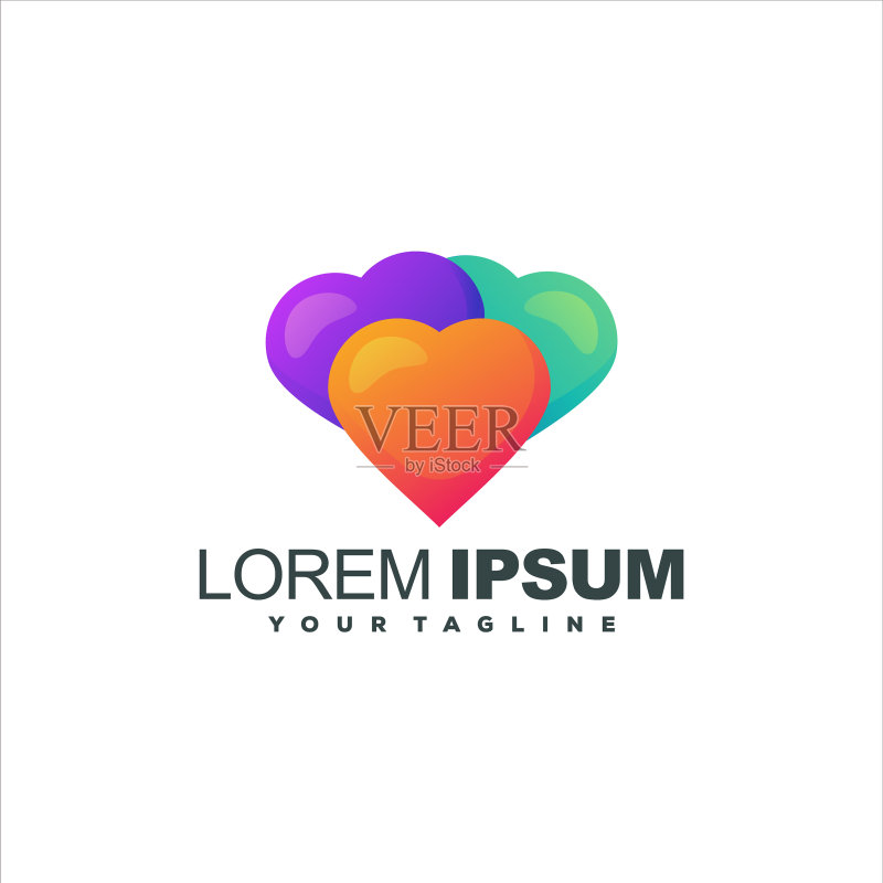 精美的心形渐变Logo设计图标素材