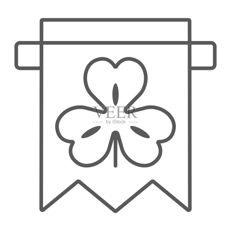 三叶草banner细线图标图标素材