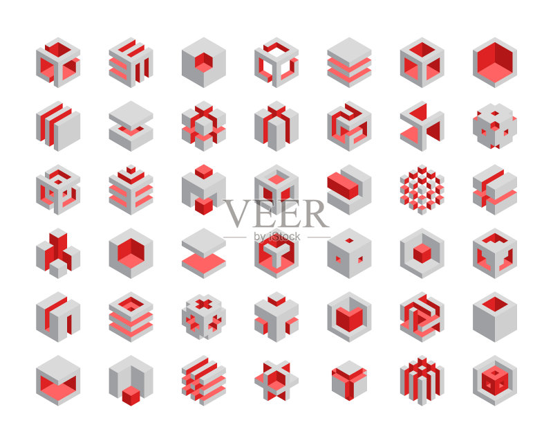 立方体logo设计3D图形模板图标素材