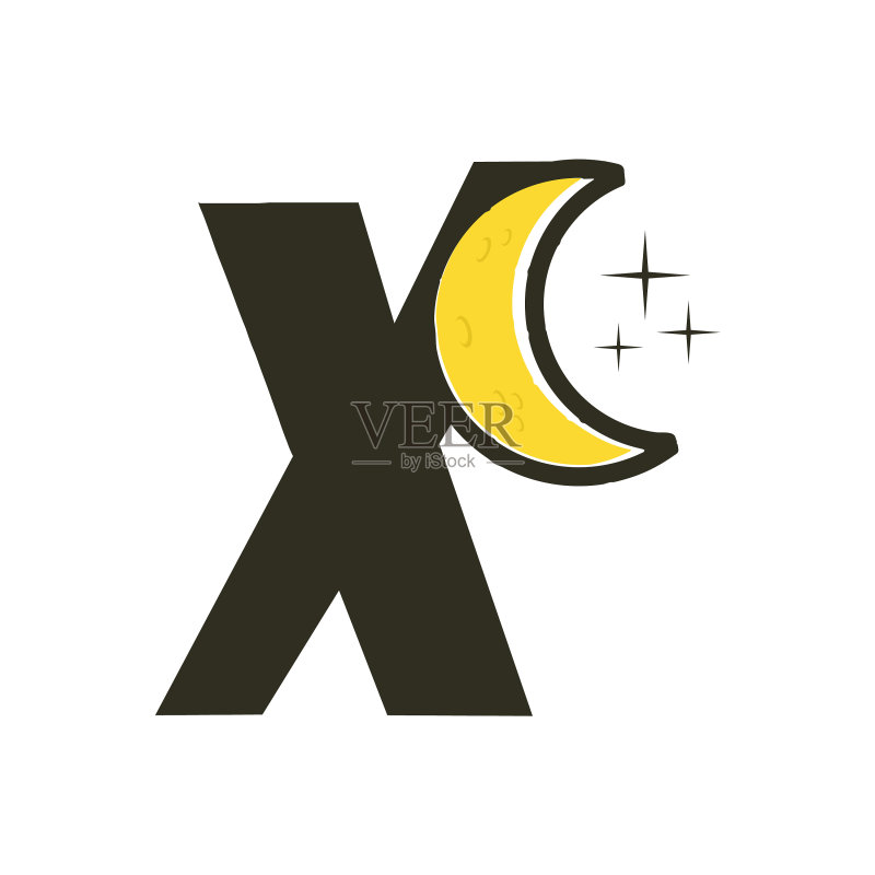 字母X月亮图标素材