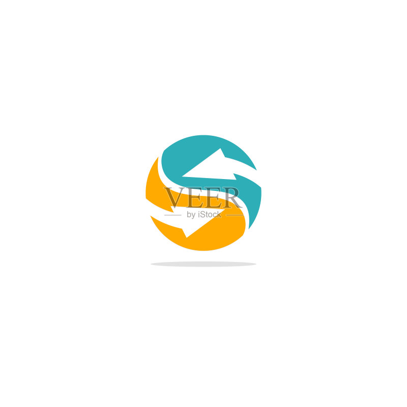圆形箭头彩色logo图标素材