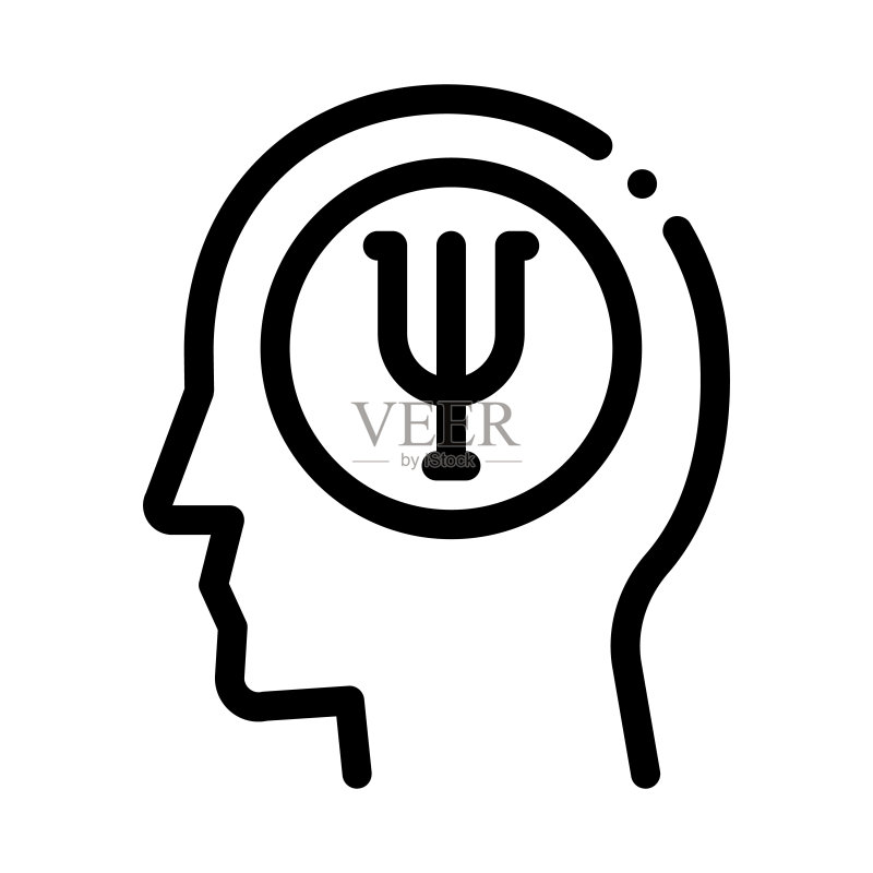人脑心理学图标矢量轮廓图图标素材