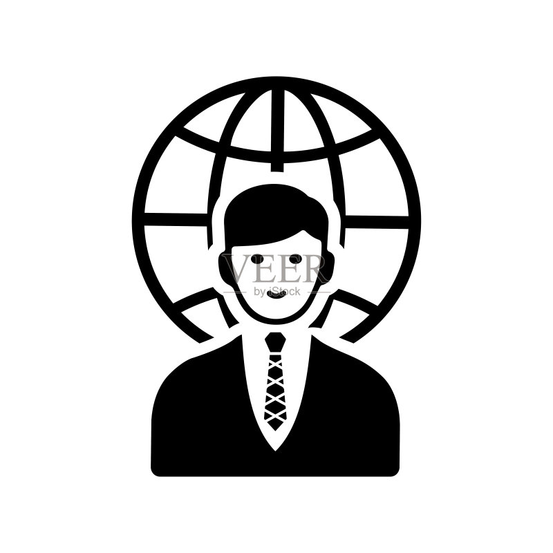 商人、全球业务、全球通信黑色图标图标素材
