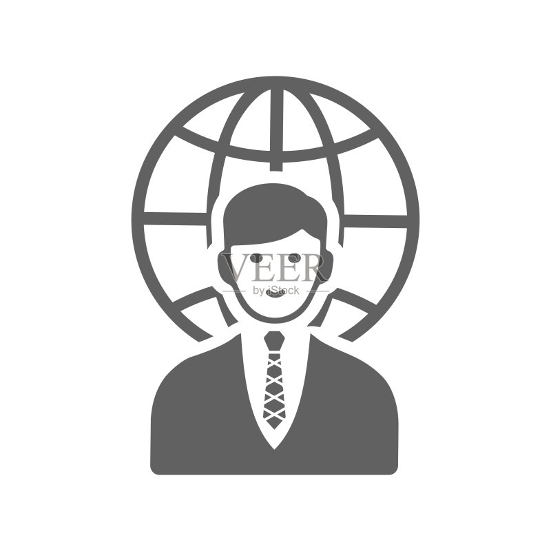 商务人士,全球业务,全球通信灰色图标图标素材