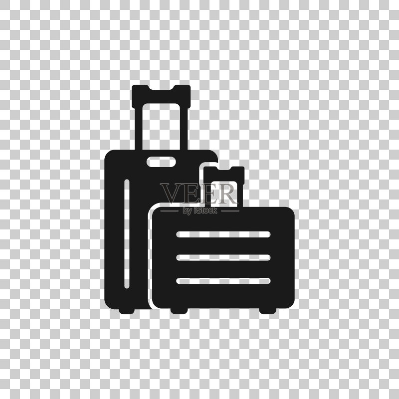 白色背景上的扁平风格行李旅行包图标图标素材