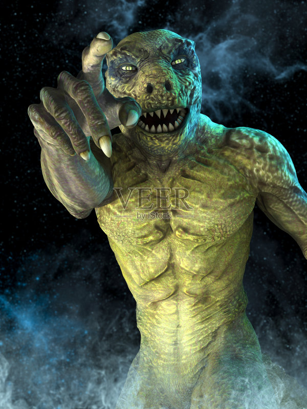 太空中的爬行动物。正版图片素材